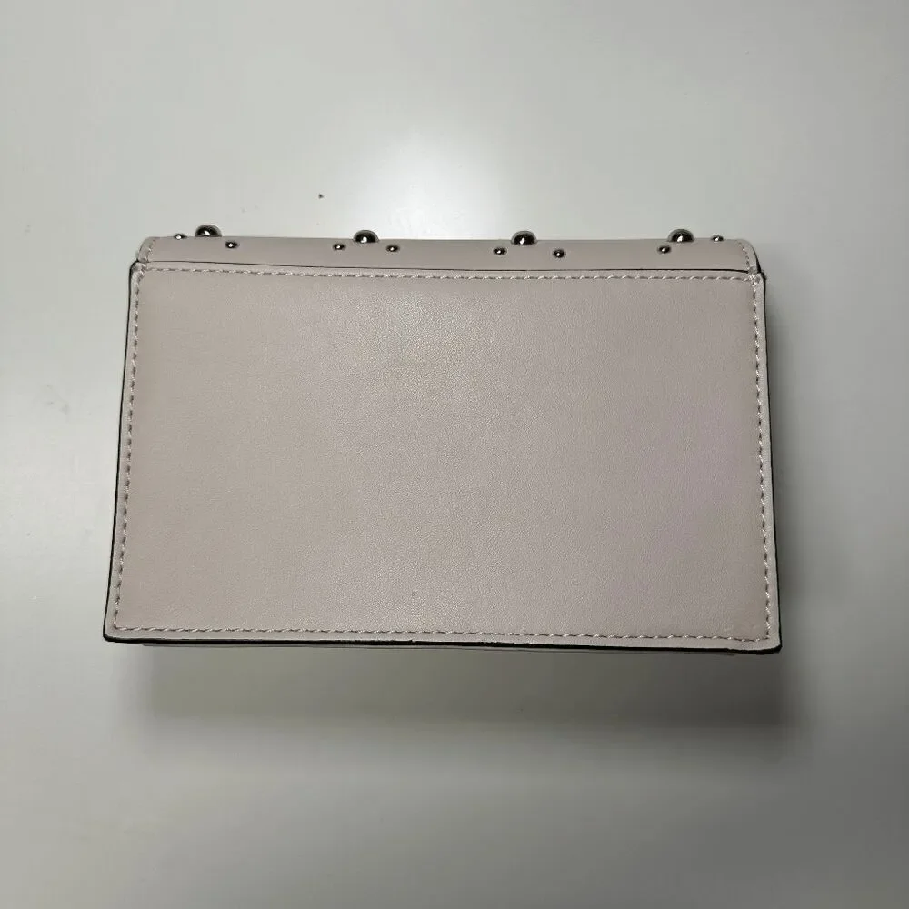 NINE WEST Studded Wallet Clutch Chain Strap‎ Beige Small Purse